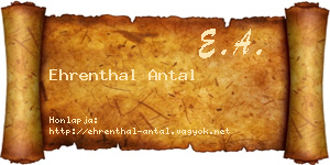 Ehrenthal Antal névjegykártya